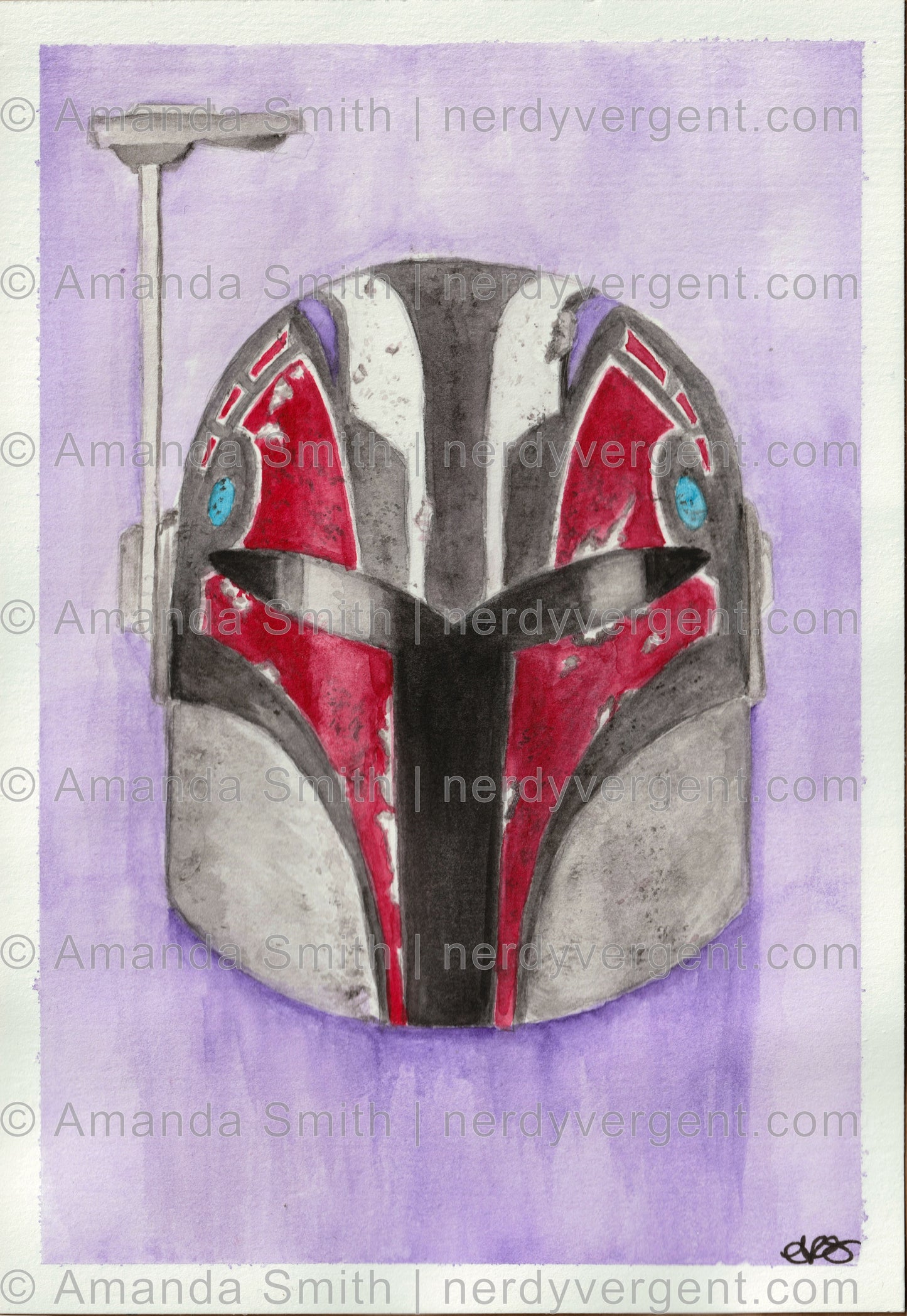 Sabine Helmet Watercolor Print