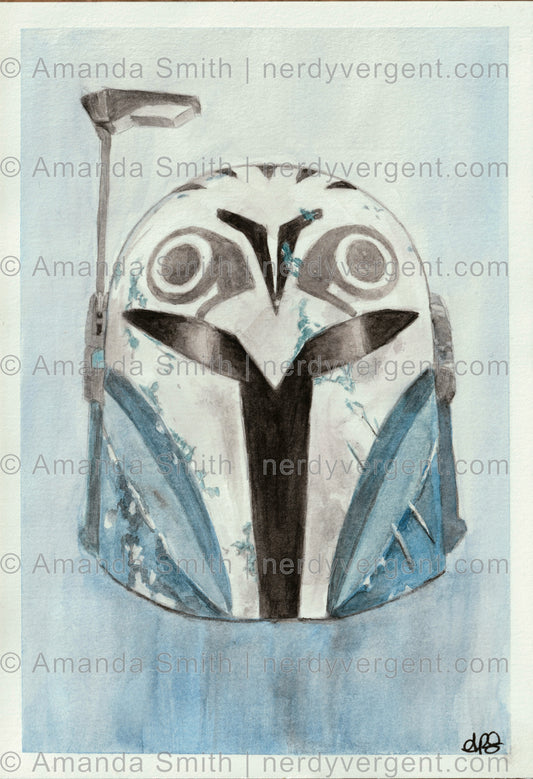 Bo Katan Helmet Watercolor Print