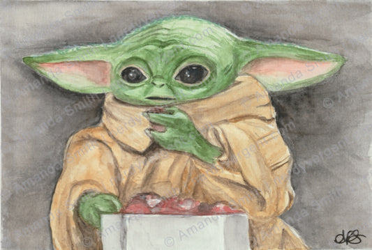 Grogu Watercolor Print