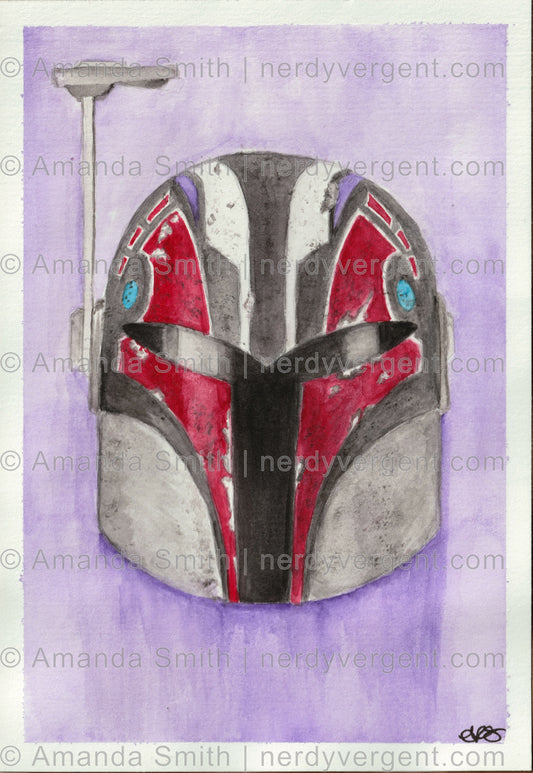 Sabine Helmet Watercolor Print